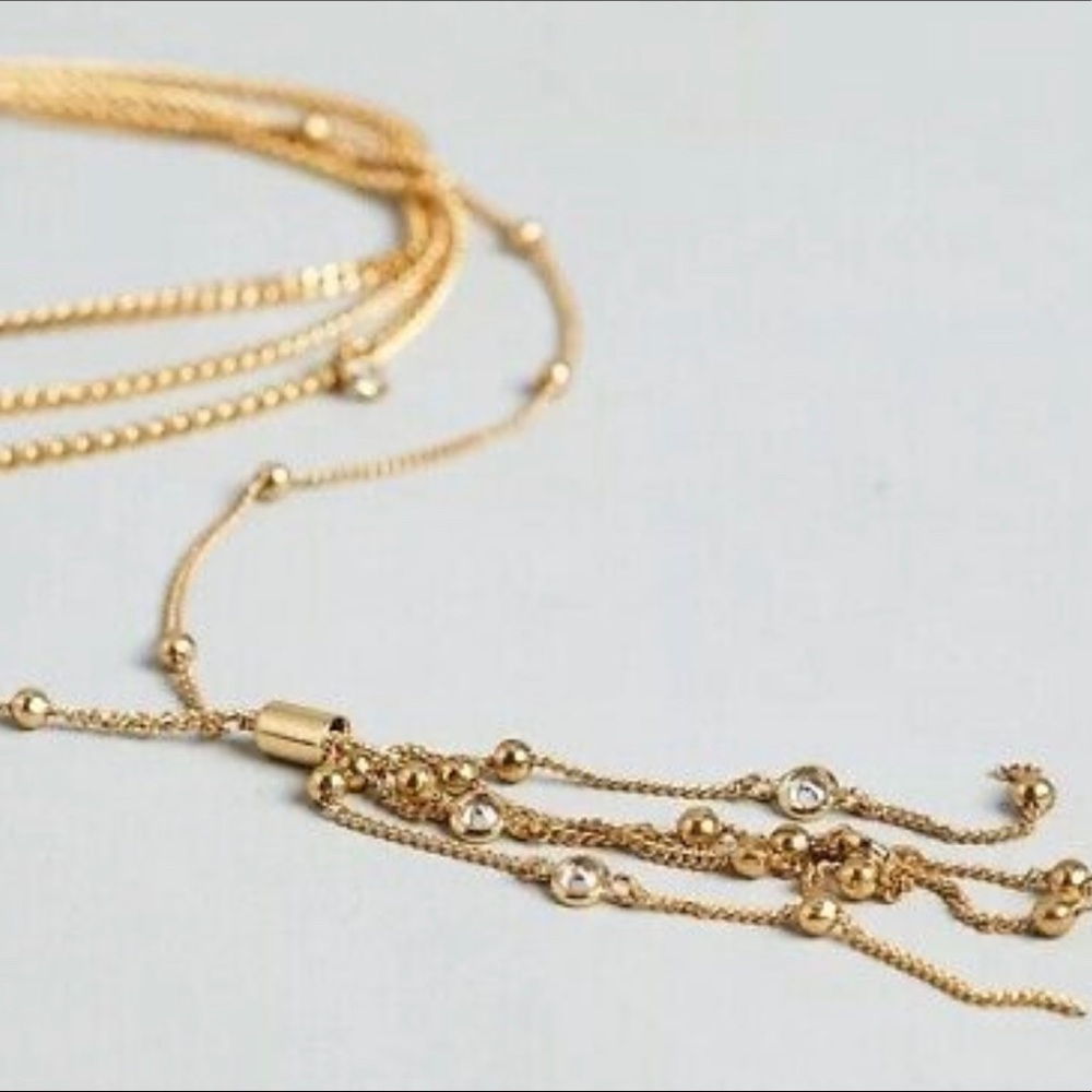 Rachel Zoe & Ettika Gold & Crystal Tassel Necklace